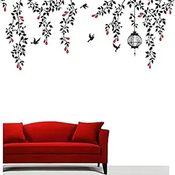 Hanging Black Flower Vines' Wall Sticker Standard Size- 117CM X 50CM-picture-59