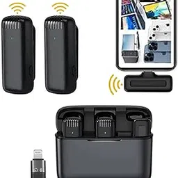 Professional Grade Dual Wireless Microphone with Charging Case Mic for YouTube Videos Voice Recording Interviews ASMR Podcast Reels Instagram and Online Teaching Mic (Black, 1 Set)-picture-22