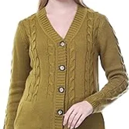 noquo Women's Button-Down Woolen Cardigan with Front Pockets-picture-18