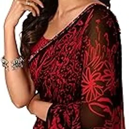 mirchi fashion Women's Georgette Chevron Printed Saree with Blouse Piece-picture-31