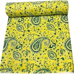 Kalap Floral Printed Cotton Cloth Materiel Indian Cotton Hand Block Print Fabric Running Jaipuri Hand Block Printed Women Dress Material Kurtis Natural 43" Inches (3 Meter)-picture-12