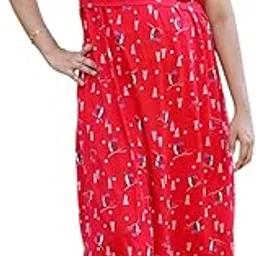 Women’s Cotton Maternity Feeding Nighty | Zipless Long Maxi | Soft Knitted Fabric | Back Rope & Side Pocket | Comfortable Feeding Wear for Pregnant & Nursing Moms-picture-39