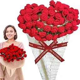BananaHome Crochet Flower Rose Bouquet Blanket Handmade,Surprise Bouquet Blanket,Soft and Lightweight Romantic Knitted Throw Blankets,Gift for Mother’s Day Birthday Bed Sofa Home Decor (Rose, 80x80cm)-image-4