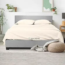 IRA HOME 100% Cotton 500 TC King Size Bedsheet Set | Ivory | 4-Piece Set with Flat & Fitted Sheets + Pillowcases | Soft, Elegant, Breathable Cotton Bedding for Everyday Luxury-image-33