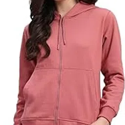 black blink! Women’s Solid Zipper Hoodie | Full Sleeve Fleece Sweatshirt with Front Pockets | Winter Casual Zip-Up Hooded Jacket for Women image 1