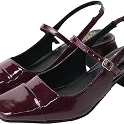 theater Women Mary Jane Block Heels | Square Toe Slingback Sandals with Adjustable Strap | Stylish & Comfortable for Party, Office & Causal Wear-picture-24