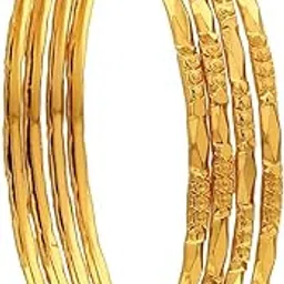 cute gold 1 Gram Gold Plated Copper Traditional Plain Bangle Set for Women & Girls-picture-44