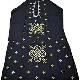 Men’s Hand Embroidered Pure Cotton Kantha/Gujrati Stitch Kurta | Traditional Bengal Panjabi for Festive & Casual Wear | Ethnic Handmade Indian Apparel Black-image-47