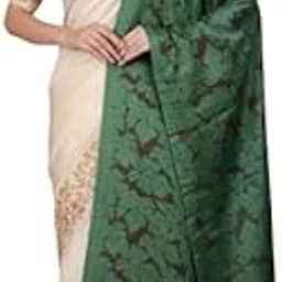 Women's Luxurious Viscose/Silk Blend Shawl with Jacquard Woven Leaf Pattern | Ethnic Wear Reversible Dupatta Wrap for Party, Wedding, Festive Occasions (Deep Forest Green)-picture-23