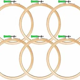 Jyoti Embroidery Hoop, Wooden Round Adjustable, (3 Ply of 8 Inches with Steel Fitting), Easily Loosen/Tighten, Cross Stitch Hoop Ring for Sewing, Needlework, Craft Projects & Ornaments - Pack of 3-picture-22