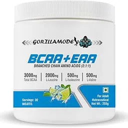 Gorilla Mode BCAA Advanced | Fastest Muscle Recovery | Maximized Workout Performance | Essential Amino Complete | Fuels Muscle Growth | Beats Fatigue | Prevents Muscle Cramps | Replenish Electrolytes | Ultimate Recovery | Intra Workout Powder | Most Explosive Muscle Pump [30 Servings, Mojito] Health Supplement-image-4