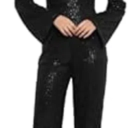 theulluu.com Sequin Flared Sleeve Party Jumpsuit – Sparkling for Women | Glamorous Cocktail Outfit | Metallic Shimmer Jumpsuit with Flared Sleeves for Special Occasion-picture-39