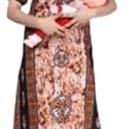homezilla Women's Printed Maternity Nighty/Feeding Nighty/Pregnancy Night Gown/A-Line Nursing Nighty with Zippers for Nursing Pre and Post-Pregnancy- Pack of 2-HMZNFN0043 Multicolour-picture-43