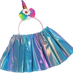 BabyMoon Set of 2 Glittering Princess Girl’s Tutu Skirt with Headband | Baby Photoshoot Props | 3-8 Years | Blue-picture-44