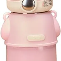 Coos N Babbles Space Bear Premium Stainless Steel Water Sipper for Baby | Spill Proof BPA Free Soft Silicone Straw Drinking Sipper for Kids of 12+ Months with Belt | Water Bottle (550 ml) (Pink)-picture-28