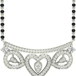 clara 925 Sterling Silver Eden Mangalsutra Earring Chain Jewellery Set | Platinum Plated, Swiss Zirconia | Gift for Wife-picture-33