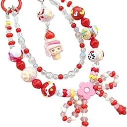 THE STYLE SUTRA® Cartoon Beaded Phone Wrist Strap Phone Charm for Kids Children Women Red-picture-38