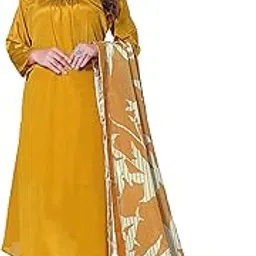 br outf Embroidery Kurta Set with Dupatta for Women Mustard Yellow Colored CHINNON Silk, Fancy Festive, Wedding Stitched Suit Set (Size: XXL)-picture-30