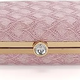 Elegant Evening Clutch Purse with Pearl Handle, Textured Pattern, Gold Clasp-picture-42