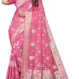 Women’s Linen Tissue Silk Saree with Thread Weaving & Siroski Work | Included with Unstriched Blouse Piece |-image-35