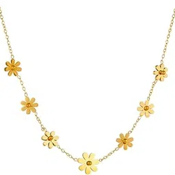 aaishwarya 18K Gold Plated, Waterproof, Anti-Tarnish,Titanium Steel Floral Daisy Charm Necklace | Gift for Women and Girls-picture-14