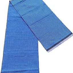 sleek silk Men's Polyester Lungi Mundu Dhoti Blue Check Lungi Free Size (Size - 2.0 Meter's)-picture-47