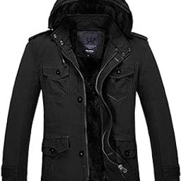 chroes Men's Winter Thicken Outwear Coat with Removable Hood |Black |M-picture-3