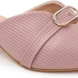 zaysoo Women's Block Heel Sandals, Pointed Toe Slip-On Mules, PU Leather, 1.5 Inch Heel, Pink-picture-36