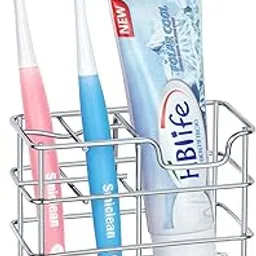 BeFunky Stainless Steel Bathroom Toothbrush Holder Stand Sturdy Storage with Multi-Functional 5 Slots (Silver)-picture-25