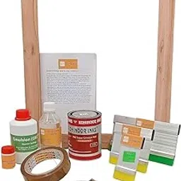 sumikrafts PVC Screen Printing kit: PVC matt Ink Crimson red 500gm+Wooden Frame 12”X15” pre Stretched mesh no 16- Graphic Arts,Textile and Apparel-image-97
