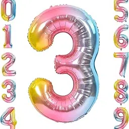 FI - FLICK IN 1 Pc Big Size Number 3 Foil Balloon 32 Inch Large Rainbow Number Foil Balloon Gradient 0 to 9 Number Balloons for Decoration 3rd Birthday Anniversary Decoration Items (Pack of 1, Rainbow)-picture-13