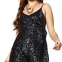 berrylush Women V-Neck Sleeveless Sequin Embellished Styled Back Mini Playsuit-picture-9