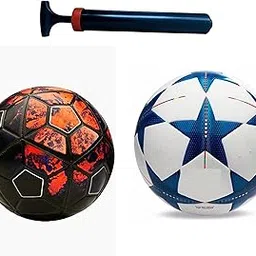Soccer Ball Set with 2 Professional Footballs and Ball Pump, Black-Orange and White-Blue Design-picture-50