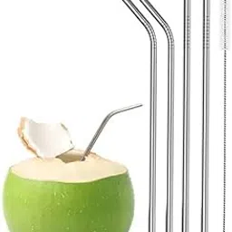 Premium Stainless Steel Reusable Drinking Straws Set, 304 Food-Grade Metal, 5 Pack with Cleaning Brush, Polished Finish, Textured Design (1)-picture-31