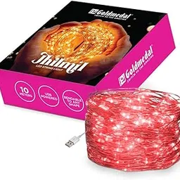 Goldmedal Jhilmil 5V 10 Meter Led String Light | Fairy Lights | USB Powered | Decorative Lights for Home Diwali,Christmas,Wedding,Party|100 LEDs Bulb|Bendable to Any Shape|Red-picture-50
