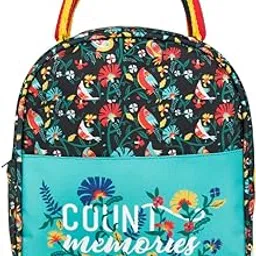 chumbak Women's Lunch Bag | Memories over Calories Collection | Ideal for Daily Use - Work Lunch| Printed Canvas Bag with Quirky India Deisgn - Black-picture-46