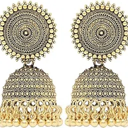 i jewels Traditional Lightweight Ethnic Jhumka Earrings Combo For Women-picture-42