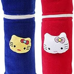 Soft Plush Stretchable Baby Feeding Bottle Cover Easy to Hold Strap and Zip Suitable for 130 ML-250 ML Feeding Bottle Pack of 2 (Dark Red & Dark Blue)-picture-10