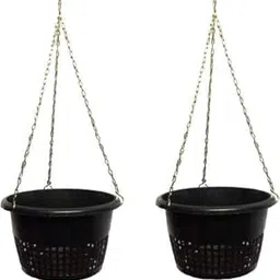 Banrujjeder Orchid Bagan Private Limited Orchid Pots 8 Inch Hanging With Metal Chain (Black) - Pack Of 2-picture-26