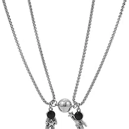 arzonai 2Pcs Stainless Steel Mutual Attraction Magnets Couples Matching Spaceman Pendant Necklace Magnetic Astronaut Promise Necklace for Couples-picture-26