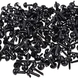 FABLOFT 200 Pieces Black Plastic Safety Eyes for Teddy Bear Doll Animal Toys 6MM-image-3
