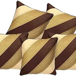 Decor Studioz Synthetic 150Tc Cushion Covers, 16 X 20 Inch, Brown, Gold, Set Of 5(Synthetic)-picture-11
