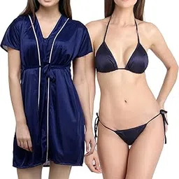 posu trendz Women Satin Nightwear Robe With Lingerie Set-picture-50