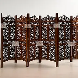 AS Wooden Handicraft Partition for Living Room,Divider,Partition Wall Divider Screen Separator, Wall Panel Divider for Hall | Bedroom |Office | Puja Room | Restaurant S Design (5 Feet -6 Panel)-picture-12