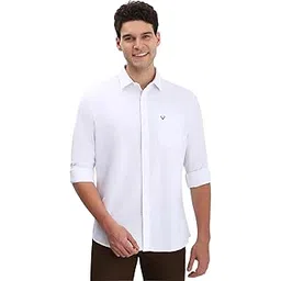 allen solly Men Cotton Slim Fit Textured Full Sleeves Casual Shirts-picture-49
