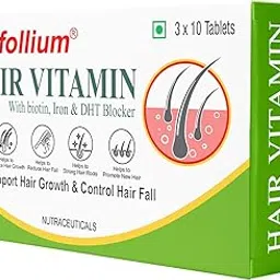 Refollium Hair Vitamins with DHT Blocker, Biotin, Iron, Omega for Control Hair Fall, Hair Growth Supplements for Women & Men (30 Veg Tablets)-image-51