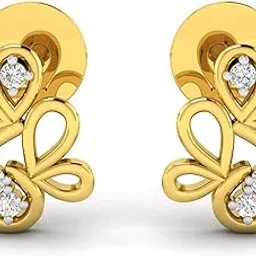 avsar 18k (750) Yellow Gold and Diamond Stud Earrings for Women-picture-17