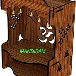 MANDIRAM Ssi Fully Handmade Beautyfull Small Wooden Home And Office Temple/Pooja Mandir Pooja Ghar (Drk Brown) (Brown), 36 Cm-image-40