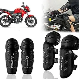 Auto Pearl Motorcycle Knee Shin Guards Elbow Pads, 4 in 1 Monstor Style Knee Shin Safe Protection Armor for Moto Cycling Racing compatible with CB Twister (Black, 4Pcs)-picture-12