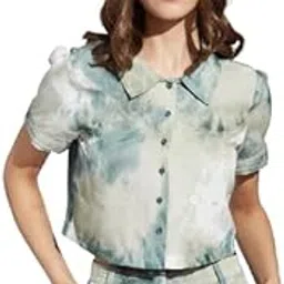 latin quarters Women Green Collar Neck Half Sleeve Printed Casual Shirt Blouse-picture-53